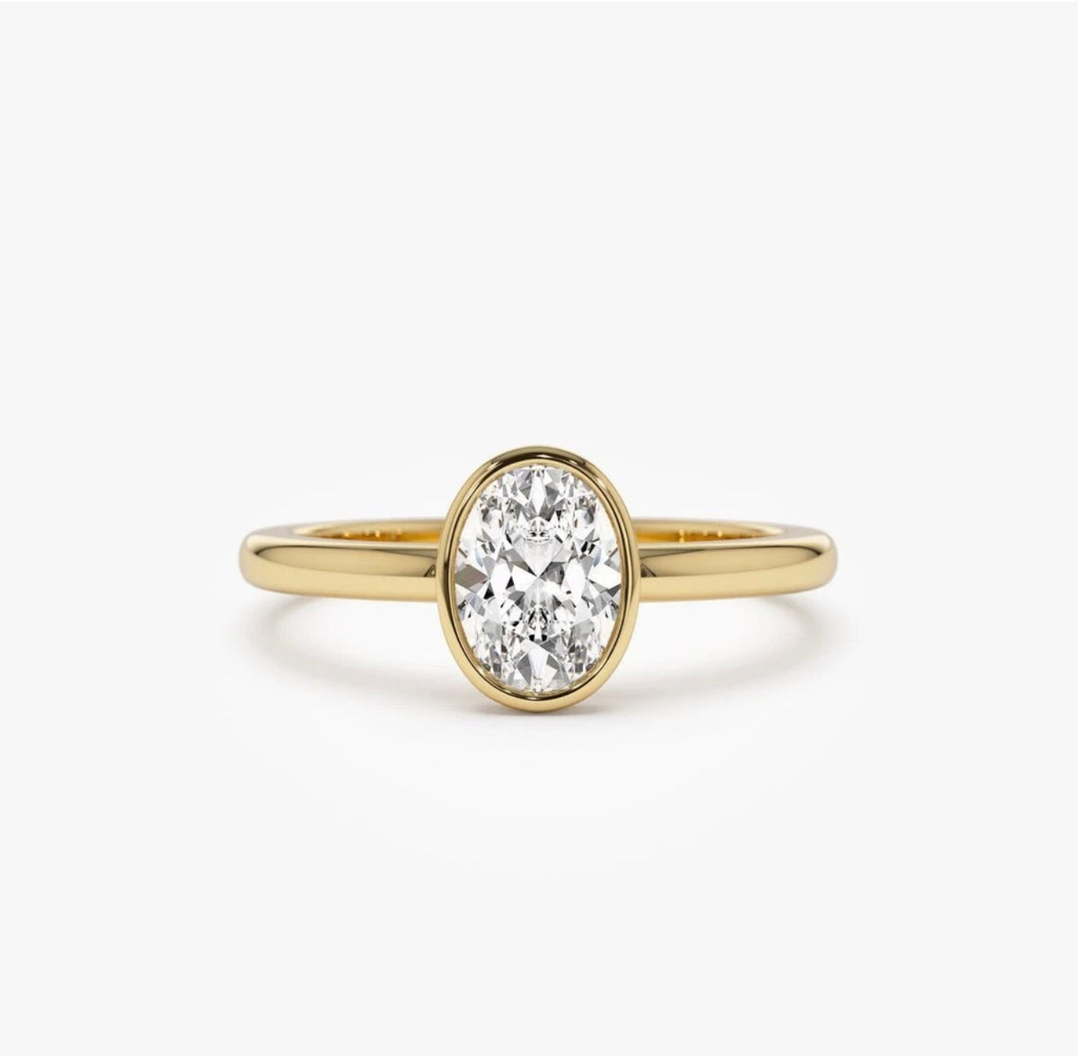 14k Yellow Gold IGI Certified D VVS2 Oval Cut Ring