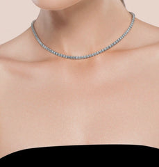 20.60 CTW Lab Grown Tennis Necklace D/F VVS-VS 14k White Gold 18” Inch