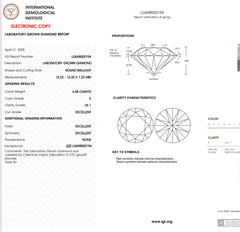 7.28 Carat Lab Grown Diamond Round Platinum With Tapered Baguettes