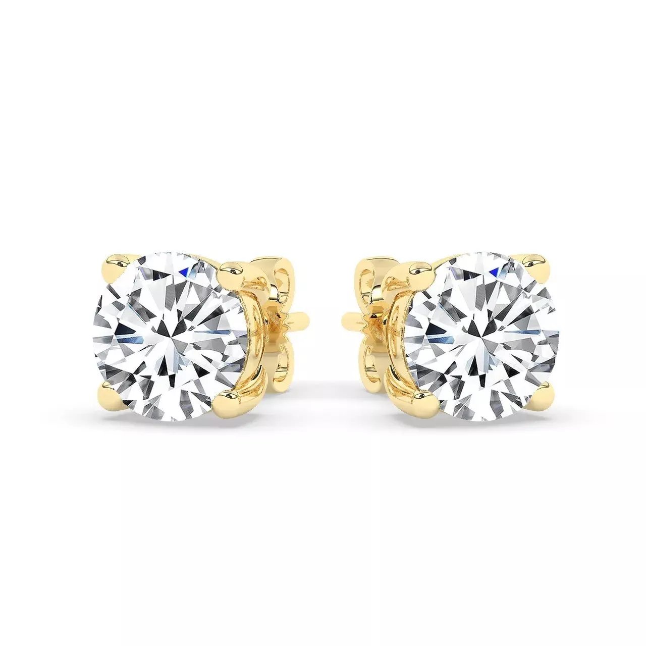 2.00 Ct G VS1 Round Cut Lab Grown Diamond Stud Earrings 14k Gold Screw Backs