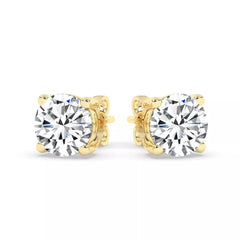2.00 Ct G VS1 Round Cut Lab Grown Diamond Stud Earrings 14k Gold Screw Backs