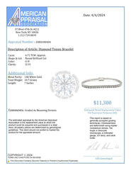 6.71 Ct Genuine Round-Cut Real Diamond Tennis Bracelet 7" 14K White Gold