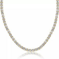 Huge 30 Ct Diamond Tennis Necklace 14K Yellow Gold 16" Lab Grown D VS