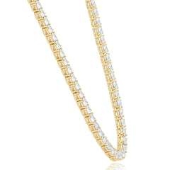 Huge 30 Ct Diamond Tennis Necklace 14K Yellow Gold 16" Lab Grown D VS