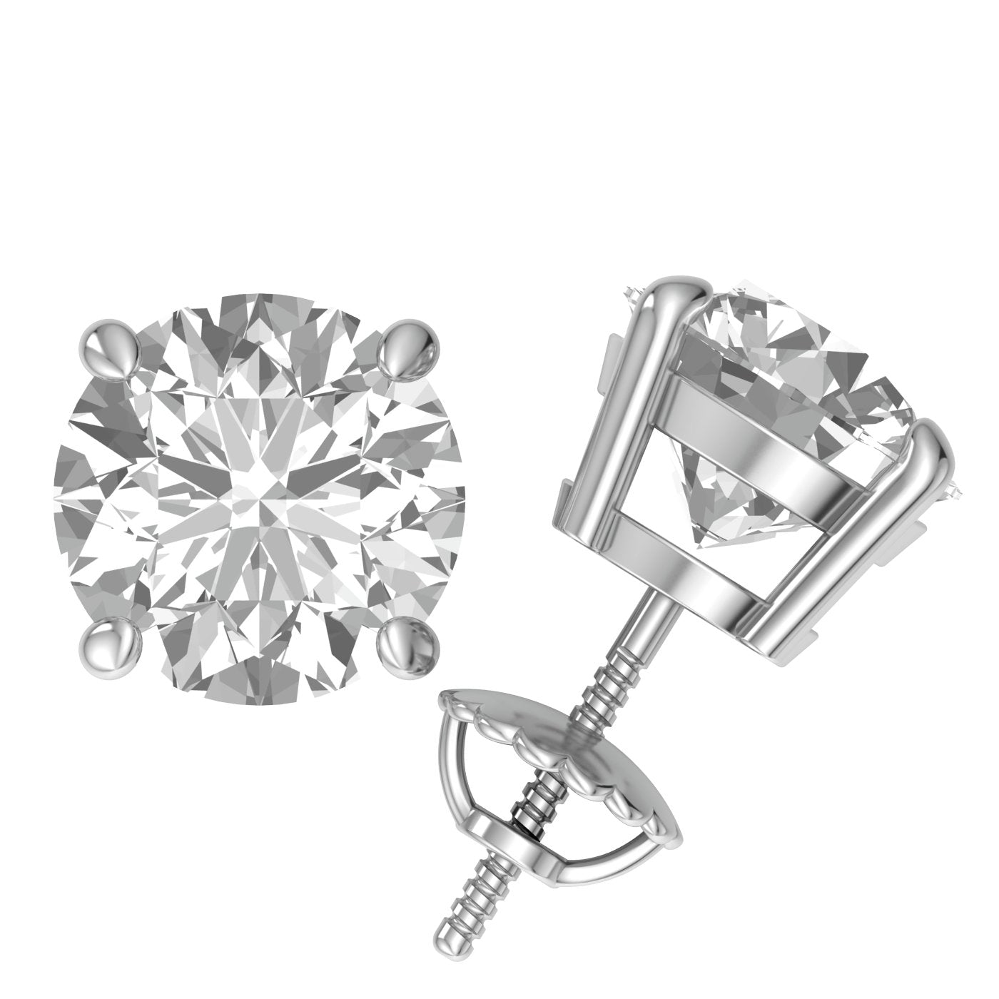 IGI CERTIFIED 2 Ct Real Lab Grown Diamond Studs Earrings in 14k White Gold EF/VS