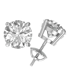 IGI CERTIFIED 2 Ct Real Lab Grown Diamond Studs Earrings in 14k White Gold EF/VS