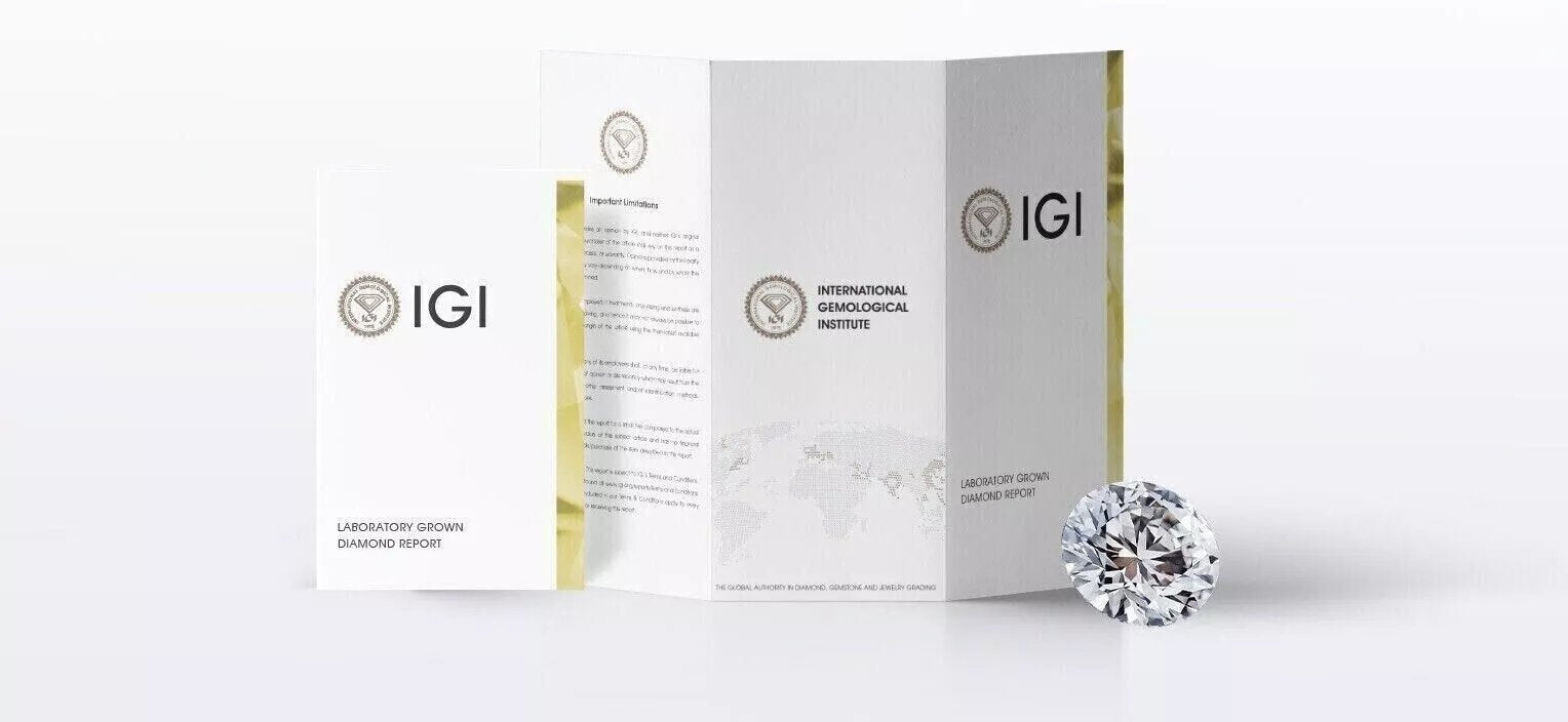 IGI Certified 2 - 6 Carat Diamond Stud Lab Grown Earrings D VS1 White Gold 14K