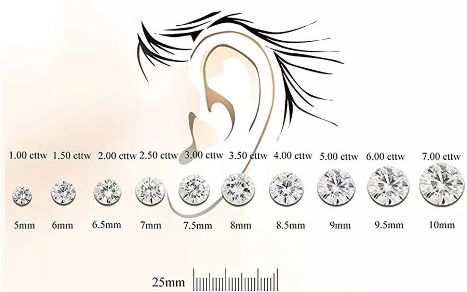 IGI Certified 2 - 6 Carat Diamond Stud Lab Grown Earrings D VS1 Yellow Gold 14K