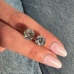 IGI Certified Diamond 14k Gold D VS1 4 Carat Round Basket Setting Studs