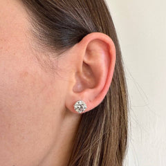 IGI Certified Diamond 14k Gold D VS1 4 Carat Round Basket Setting Studs