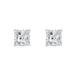 4 Ctw IGI Certified Lab Grown Princess Cut Diamond Stud Earrings 14k Gold H VS2