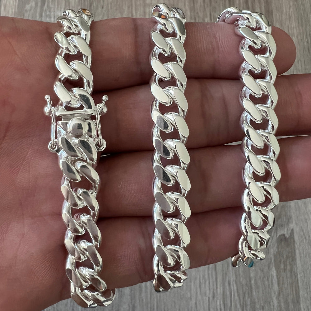 925 Sterling Silver Miami Cuban Link Chain Or Bracelet Solid Box Lock 7mm - Italy