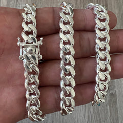 925 Sterling Silver Miami Cuban Link Chain Or Bracelet Solid Box Lock 7mm - Italy