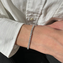 Lab Grown Diamond 14k White Gold E/F VS1 5 Carat Round Tennis Bracelet 7'' Inch