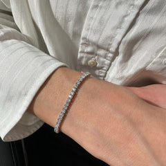 Lab Grown Diamond 14k White Gold E/F VS1 5 Carat Round Tennis Bracelet 7'' Inch