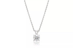 Lab Grown Diamond Solitaire Pendant Necklace In 14k White Gold Color D-E VS1