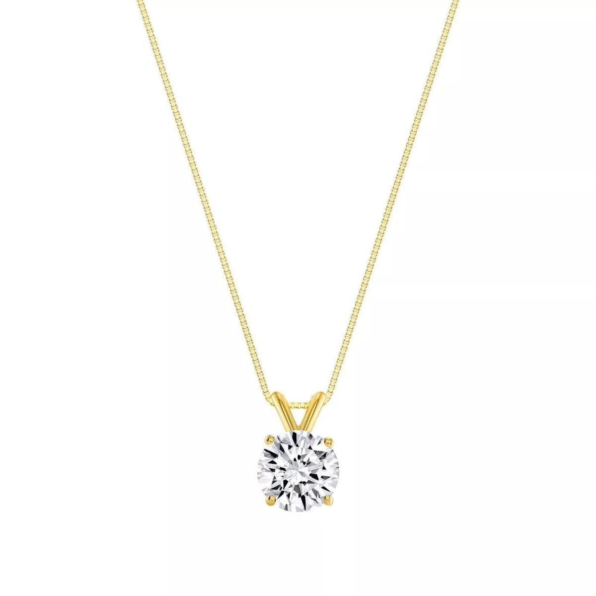 Lab Grown Diamond Solitaire Pendant Necklace In 14k Yellow  Gold Color D-E VS1