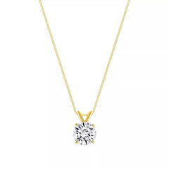 Lab Grown Diamond Solitaire Pendant Necklace In 14k Yellow  Gold Color D-E VS1