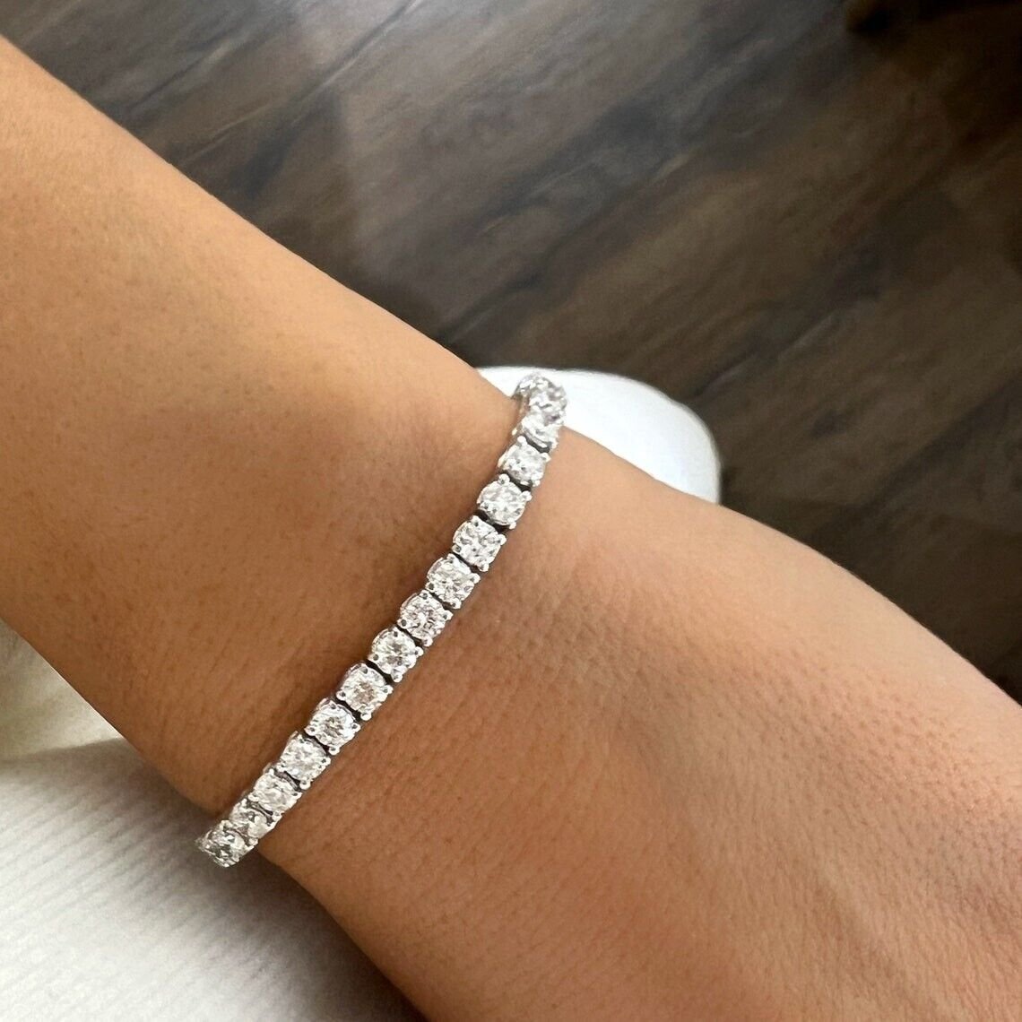 9.50 Carats Lab Grown Diamond Tennis Bracelet 14k White Gold 7'', Gift