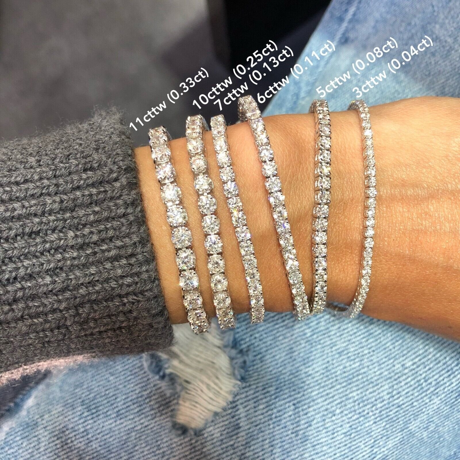 Lab Grown Diamond Tennis Bracelet Round 1.5 Carats - 11.70 Carat 14k White Gold