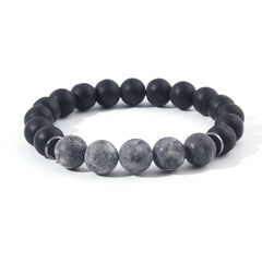 Matte Black Onyx Stainless Steel Beaded Bracelet  10mm For Men Or Women