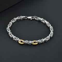Men's 8.5" Stainless Steel 5mm Byzantine Link Chain Bracelet 316L