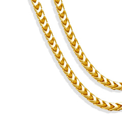 Men's Real 14k Gold Plated Solid 925 Sterling Silver Franco Chain 2.5mm Necklace