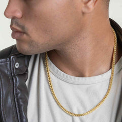 Men's Real 14k Gold Plated Solid 925 Sterling Silver Franco Chain 3mm Necklace