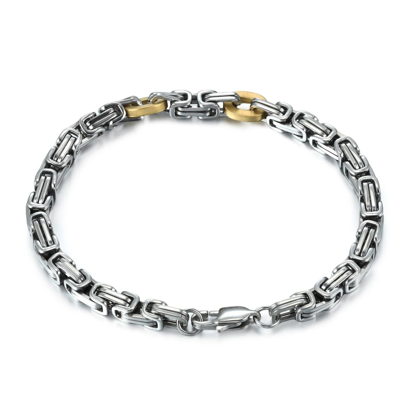 Men's 8.5" Stainless Steel 5mm Byzantine Link Chain Bracelet 316L