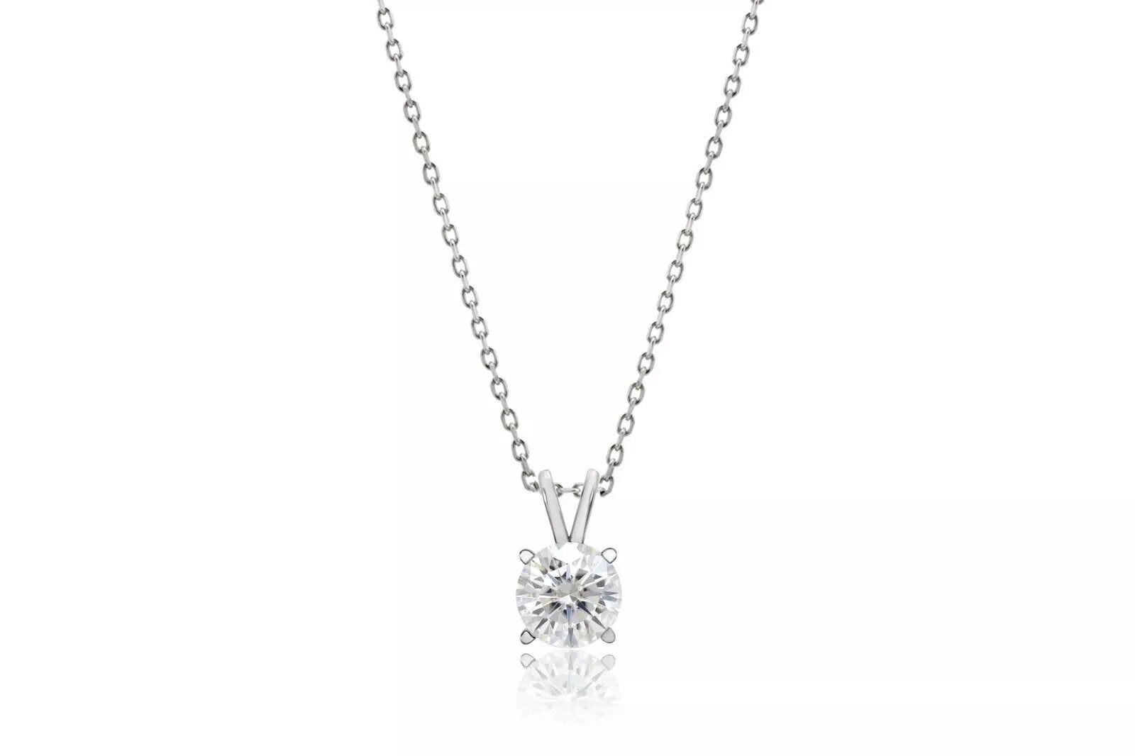 Natural Diamond Solitaire Pendant Necklace In 14k Yellow Gold Color G-I