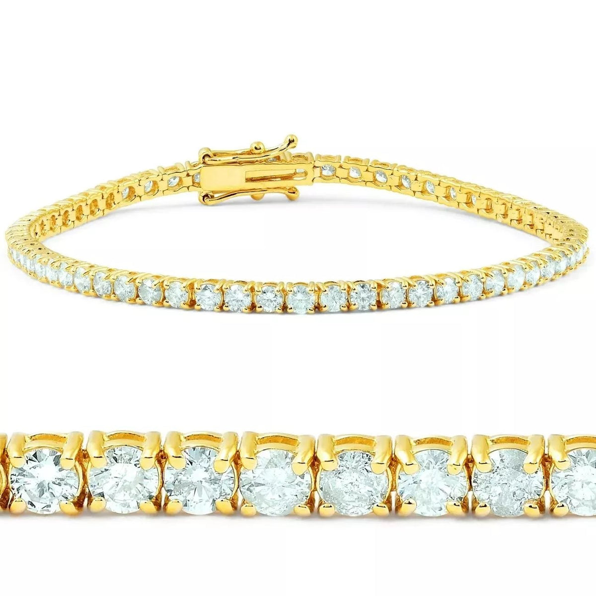 Natural Diamond Tennis Bracelet Round 1.5 Carats - 11.70 Carat 14k Gold 7''