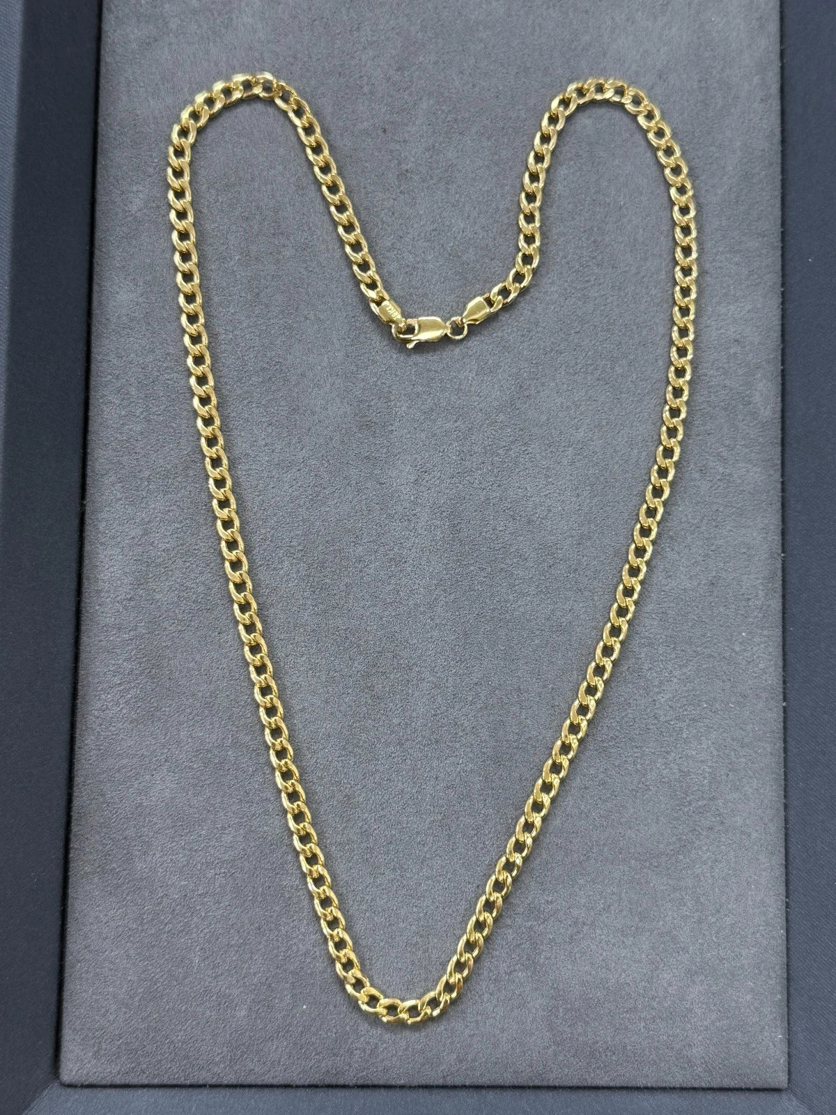 10K Yellow Gold 4mm Cuban Curb Chain Link Necklace Mens Women 18''