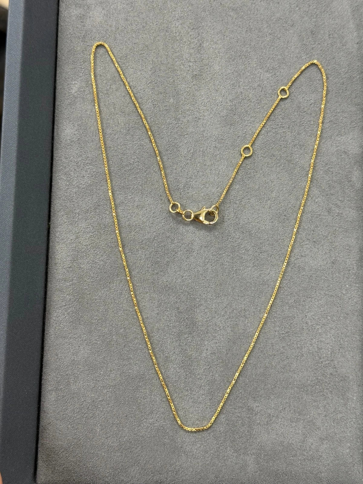 Solid 14K Yellow Gold Box Chain Necklace