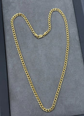 10K Yellow Gold 4mm Cuban Curb Chain Link Necklace Mens Women 18''