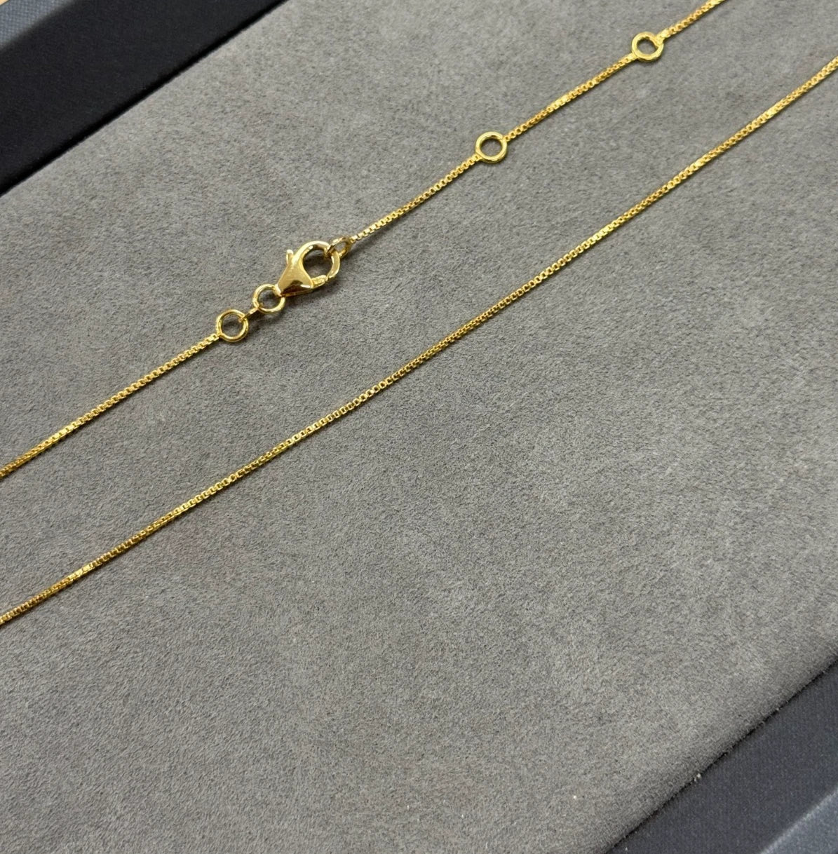 Solid 14K Yellow Gold Box Chain Necklace