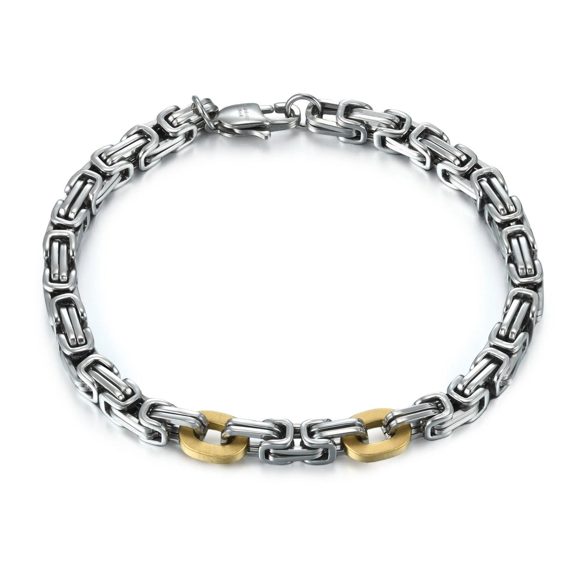 8.5'' 316L Stainless Steel 5mm Square Bynazantine With 2 Gold Elements