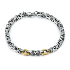 8.5'' 316L Stainless Steel 5mm Square Bynazantine With 2 Gold Elements