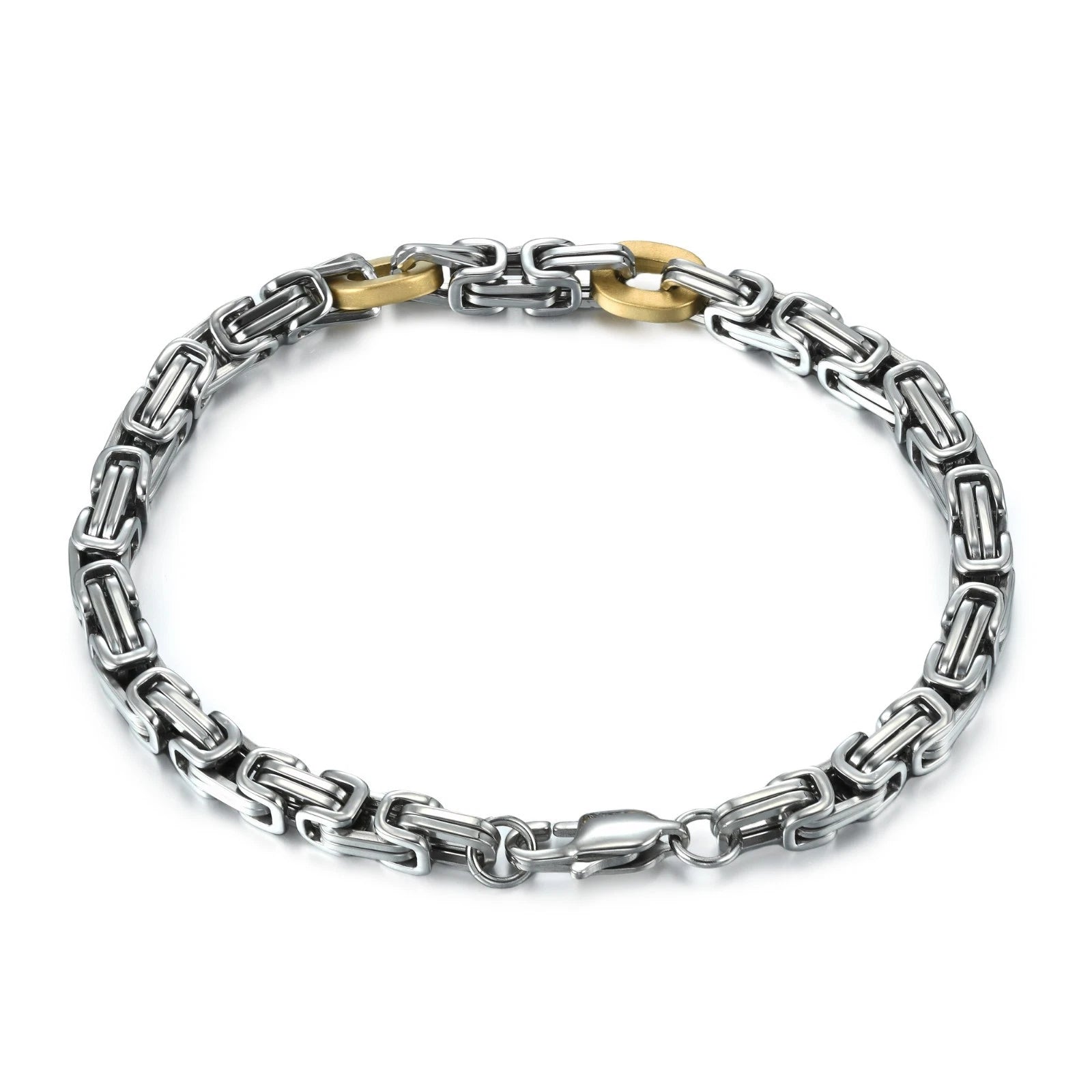 8.5'' 316L Stainless Steel 5mm Square Bynazantine With 2 Gold Elements