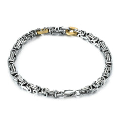 8.5'' 316L Stainless Steel 5mm Square Bynazantine With 2 Gold Elements