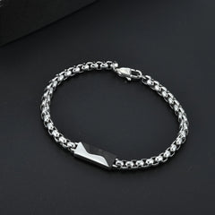 8.5'' 316L Stainless Steel Round Box Chain With Carbon Fiber Inlay Bracelet
