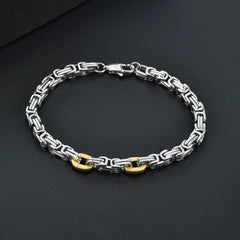 8.5'' 316L Stainless Steel 5mm Square Bynazantine With 2 Gold Elements