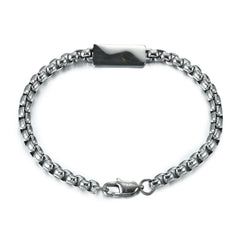 8.5'' 316L Stainless Steel Round Box Chain With Carbon Fiber Inlay Bracelet