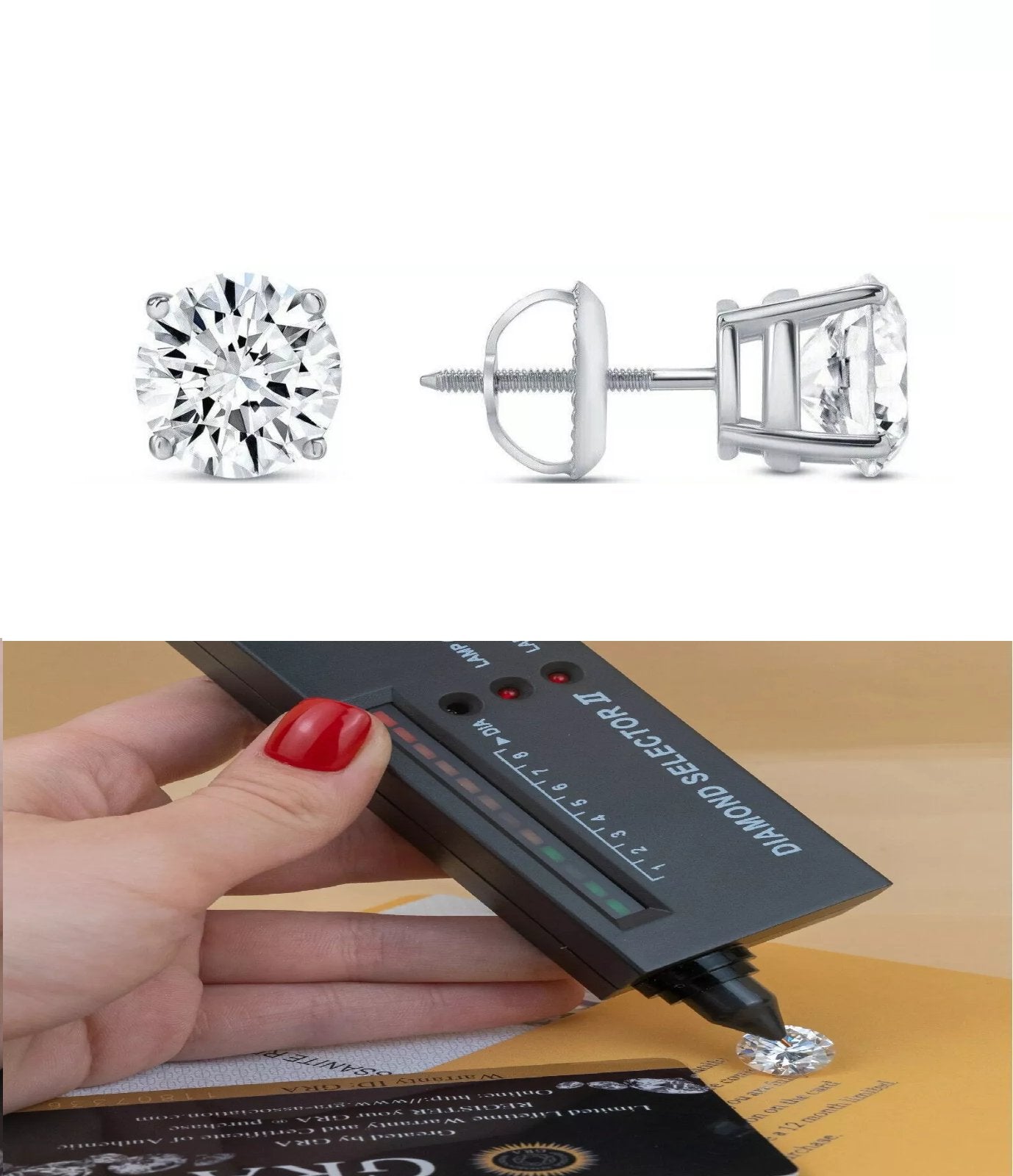 ROUND CUT GRA MOISSANITE EARRINGS 925 STERLING SILVER STUDS SCREW-BACK