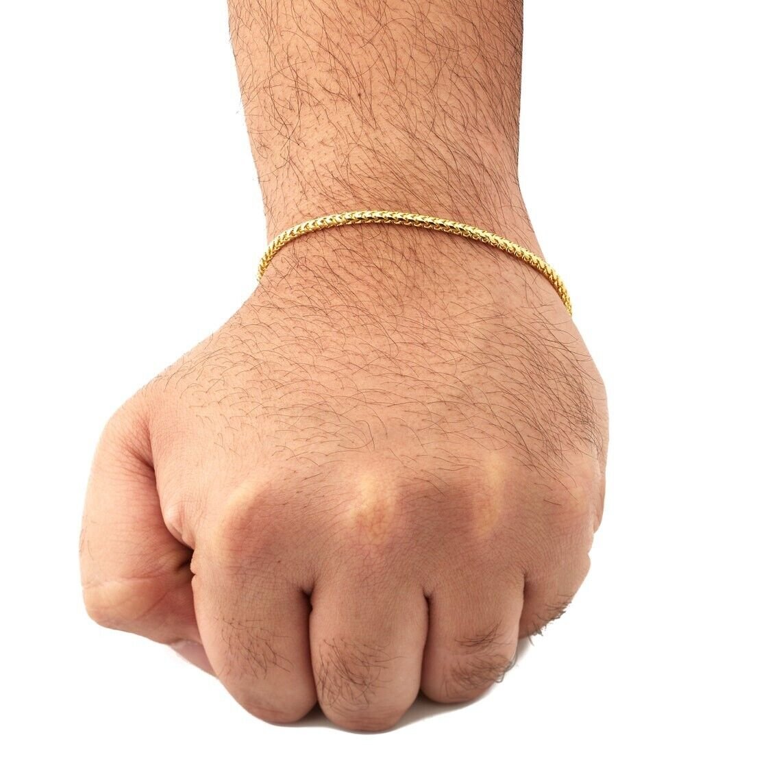 Real 10K Yellow Gold 1.3mm-1.6mm Wheat Franco Chain Bracelet 8''