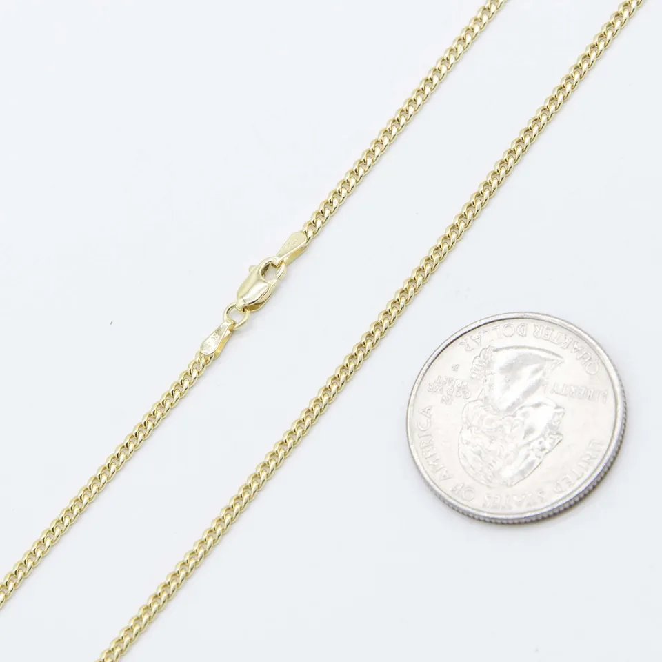 Real 14K Yellow Gold  2mm Miami Cuban Link Chain Necklace All Sizes

