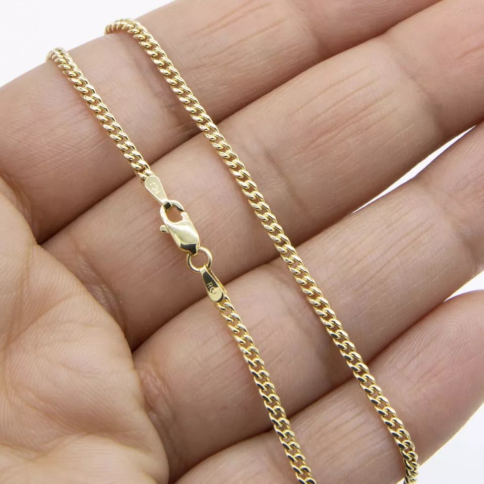 Real 14K Yellow Gold  2mm Miami Cuban Link Chain Necklace All Sizes