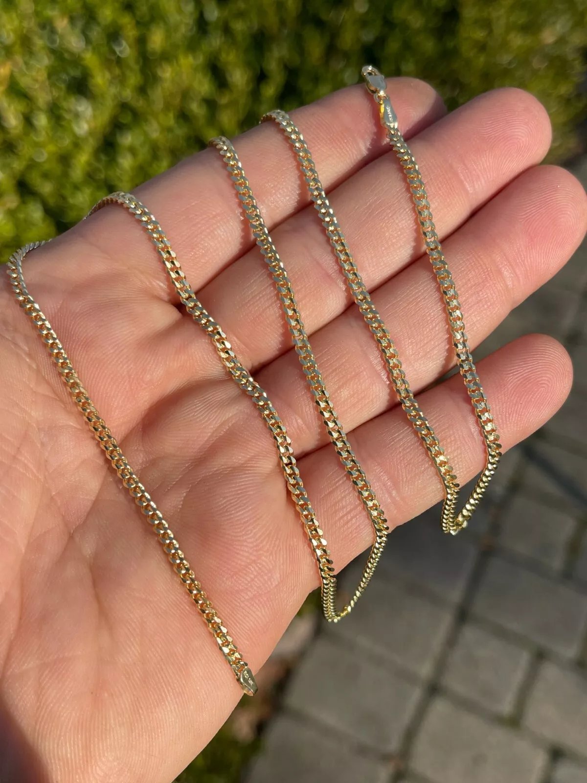 Real 14K Yellow Gold  3mm Miami Cuban Link Chain Necklace All Sizes