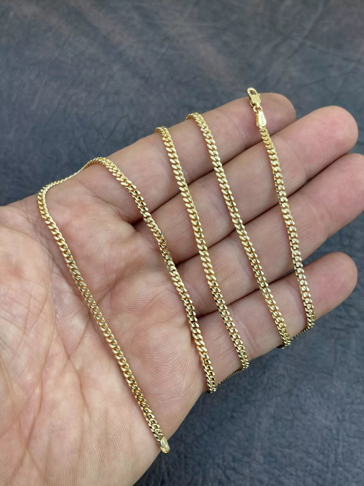 Real 14K Yellow Gold  3mm Miami Cuban Link Chain Necklace All Sizes