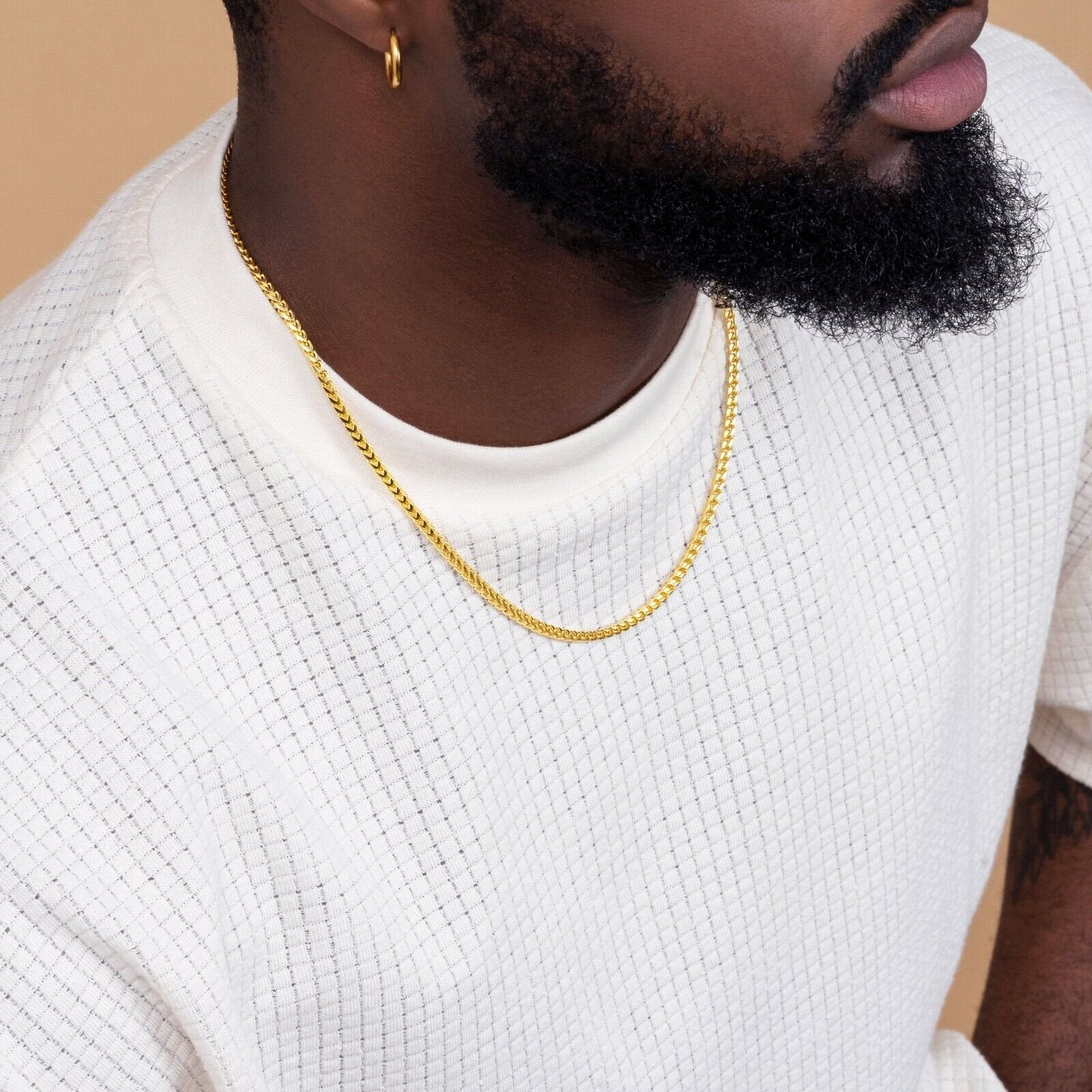 Men's Real 14k Gold Plated Solid 925 Sterling Silver Franco Chain 2.5mm Necklace