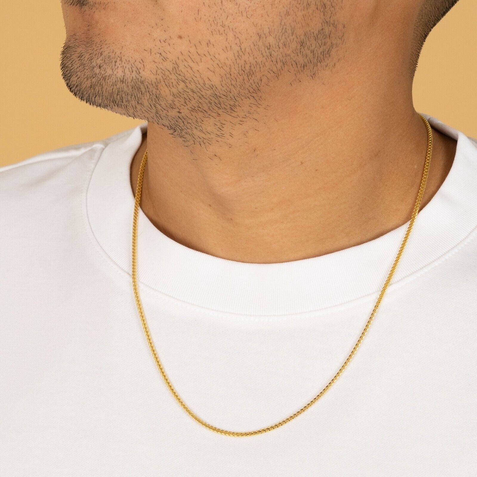 thumbnail image 2 of Stunning 4mm Italian Franco Chain Necklace – Solid 14K Yellow Gold Plated 925 Silver 2 of 3